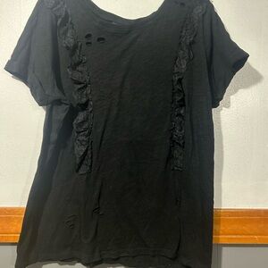 Torrid Black Ruffle Accent Tee